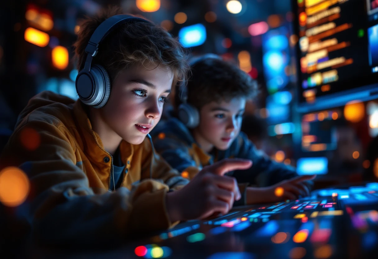 Kids using computers in a digital environment
